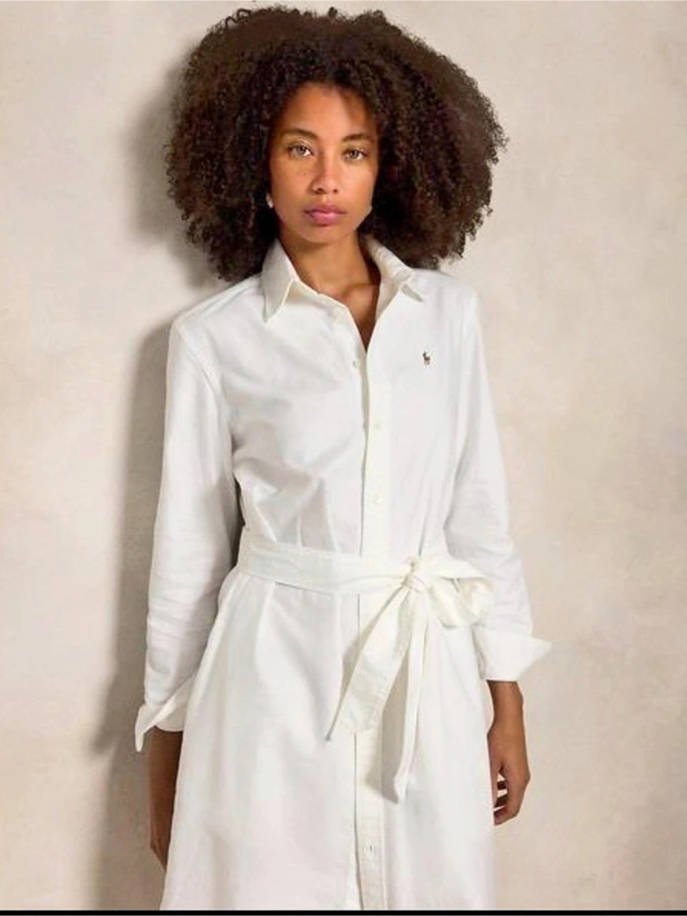 Polo Ralph Lauren Cotton Belted Shirt Dress White Size 6